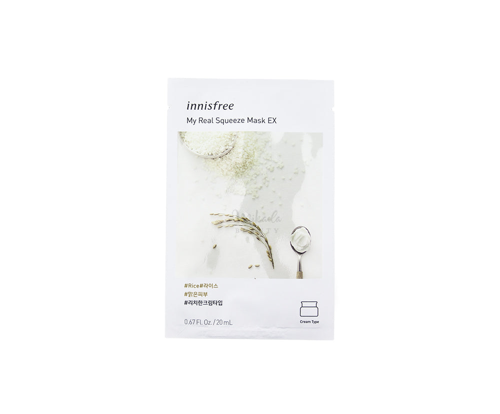 Innisfree Rice Mask INNISFREE My Real Squeeze Mask EX Rice Canada | Korean Skincare ...