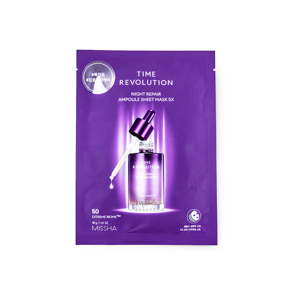 MISSHA Time Revolution Night Repair Ampoule Sheet Mask 5X Canada  Mikaela  Beauty